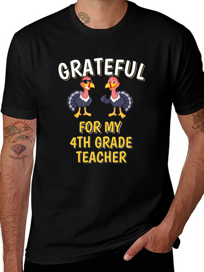 Grateful 4th Grade Teacher Turkey Thanksgiving T-Shirt