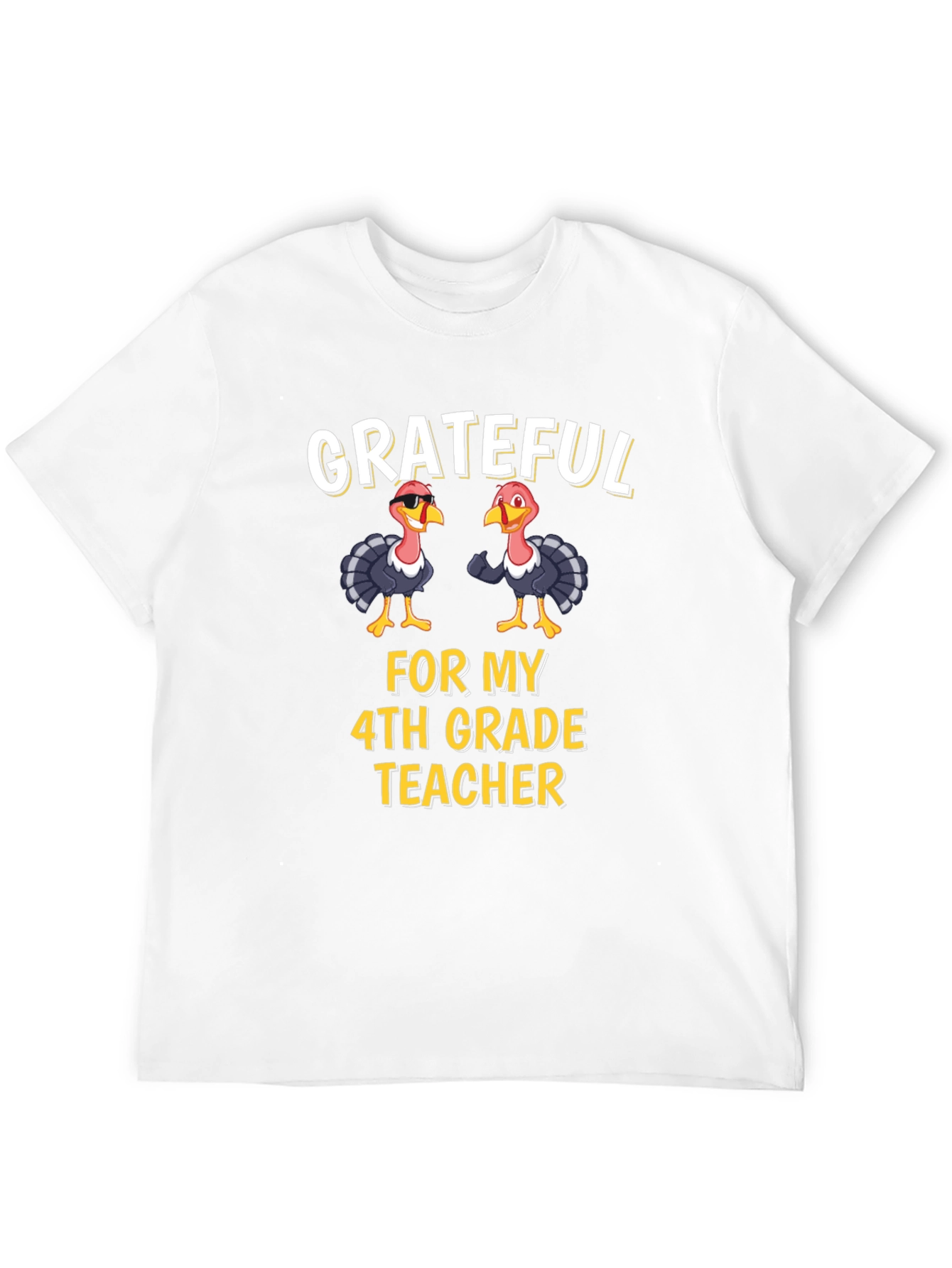 Grateful 4th Grade Teacher Turkey Thanksgiving T-Shirt