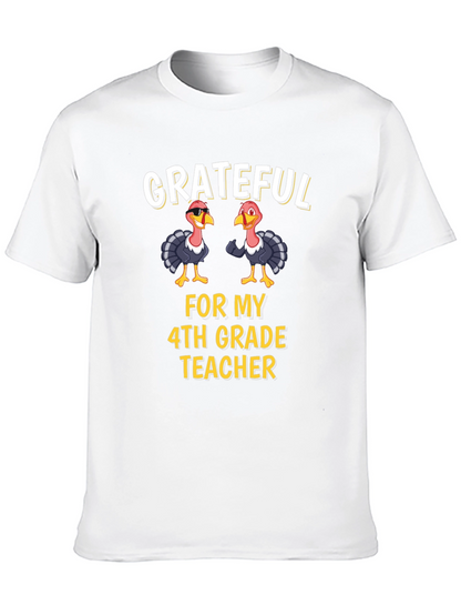 Grateful 4th Grade Teacher Turkey Thanksgiving T-Shirt