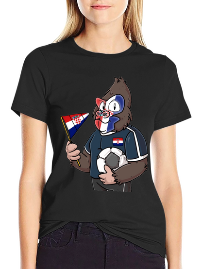 Croatian Soccer Gorilla Black T-Shirt