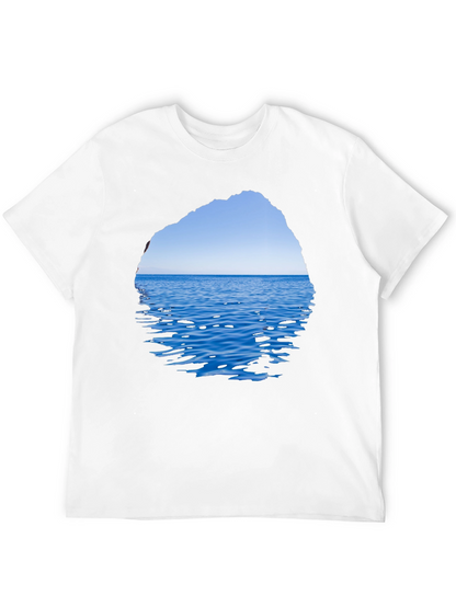 Ocean View Graphic Tee - Black Cotton T-Shirt