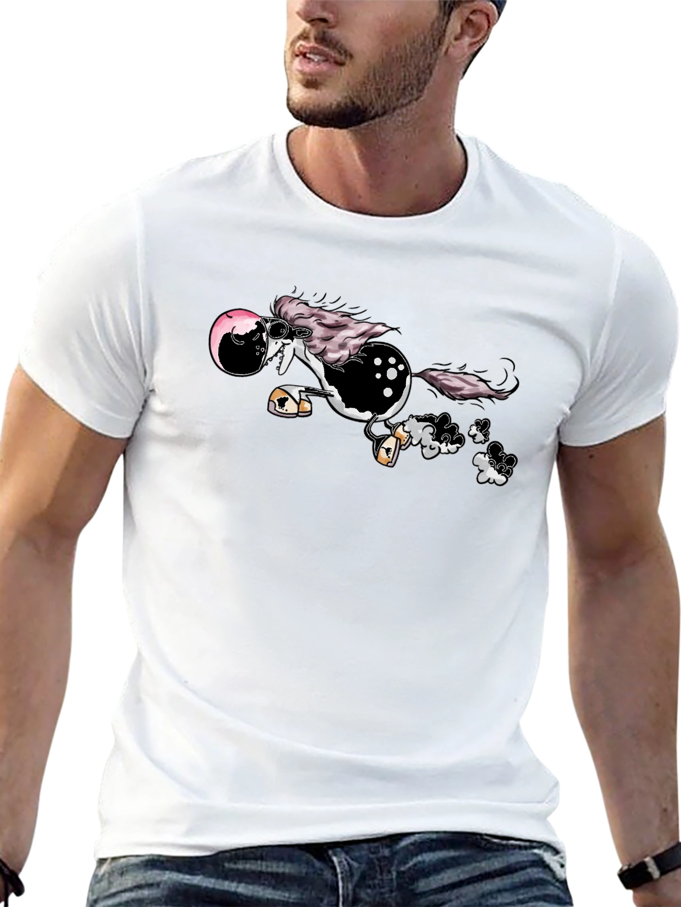 Cool Cartoon Horse Tee - Unisex Black Shirt