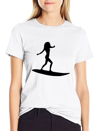 Surfer Girl Graphic T-Shirt - Black