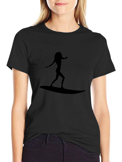 Surfer Girl Graphic T-Shirt - Black