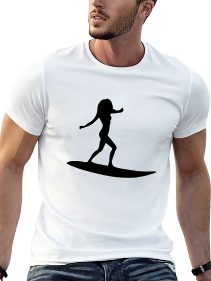 Surfer Girl Graphic T-Shirt - Black