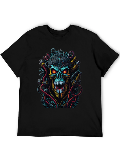 Cyberpunk Skull Graphic T-Shirt