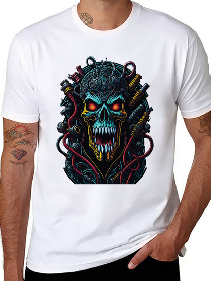 Cyberpunk Skull Graphic T-Shirt