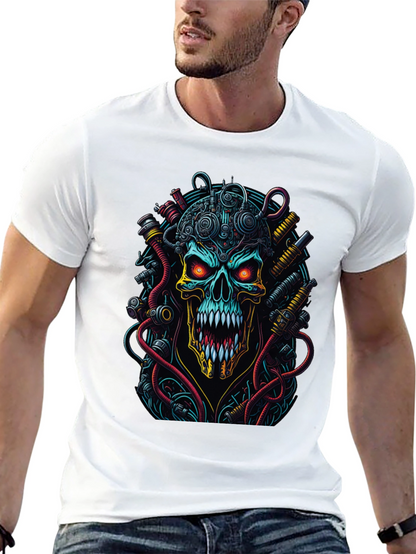 Cyberpunk Skull Graphic T-Shirt
