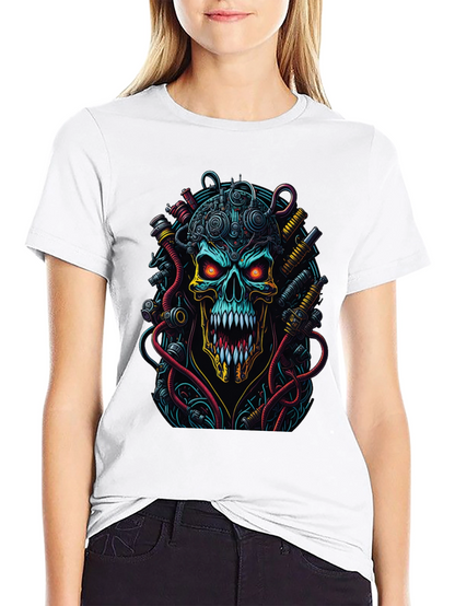 Cyberpunk Skull Graphic T-Shirt