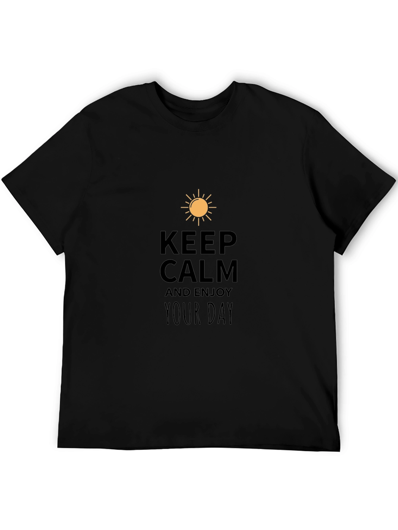 Keep Calm Enjoy Day Black Graphic Tee