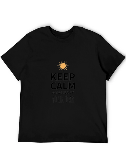 Keep Calm Enjoy Day Black Graphic Tee
