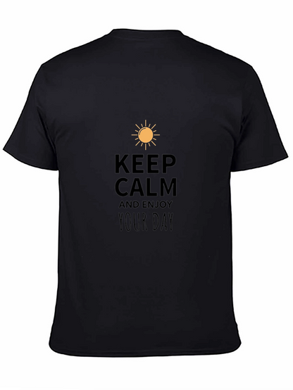 Keep Calm Enjoy Day Black Graphic Tee