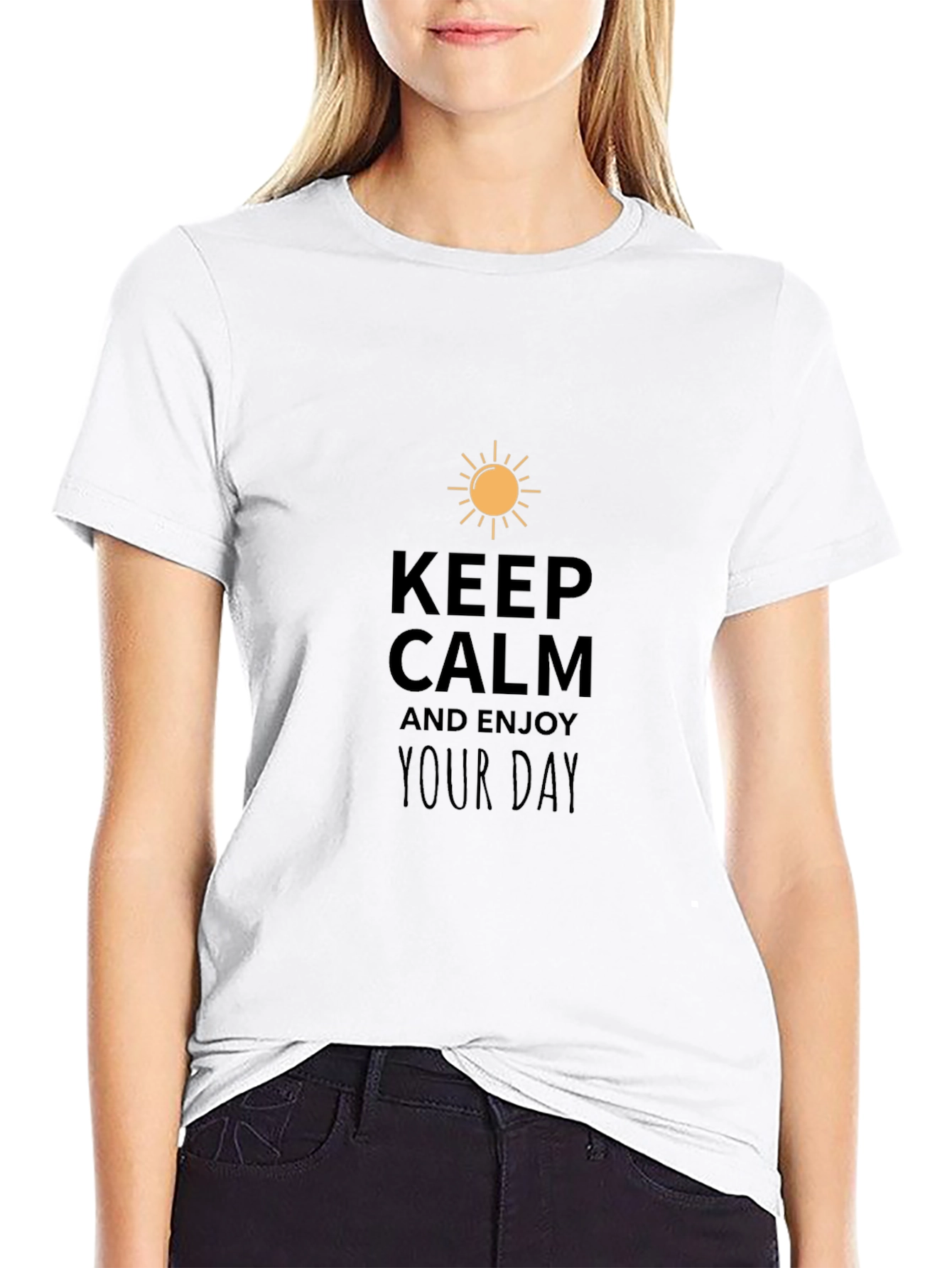Keep Calm Enjoy Day Black Graphic Tee