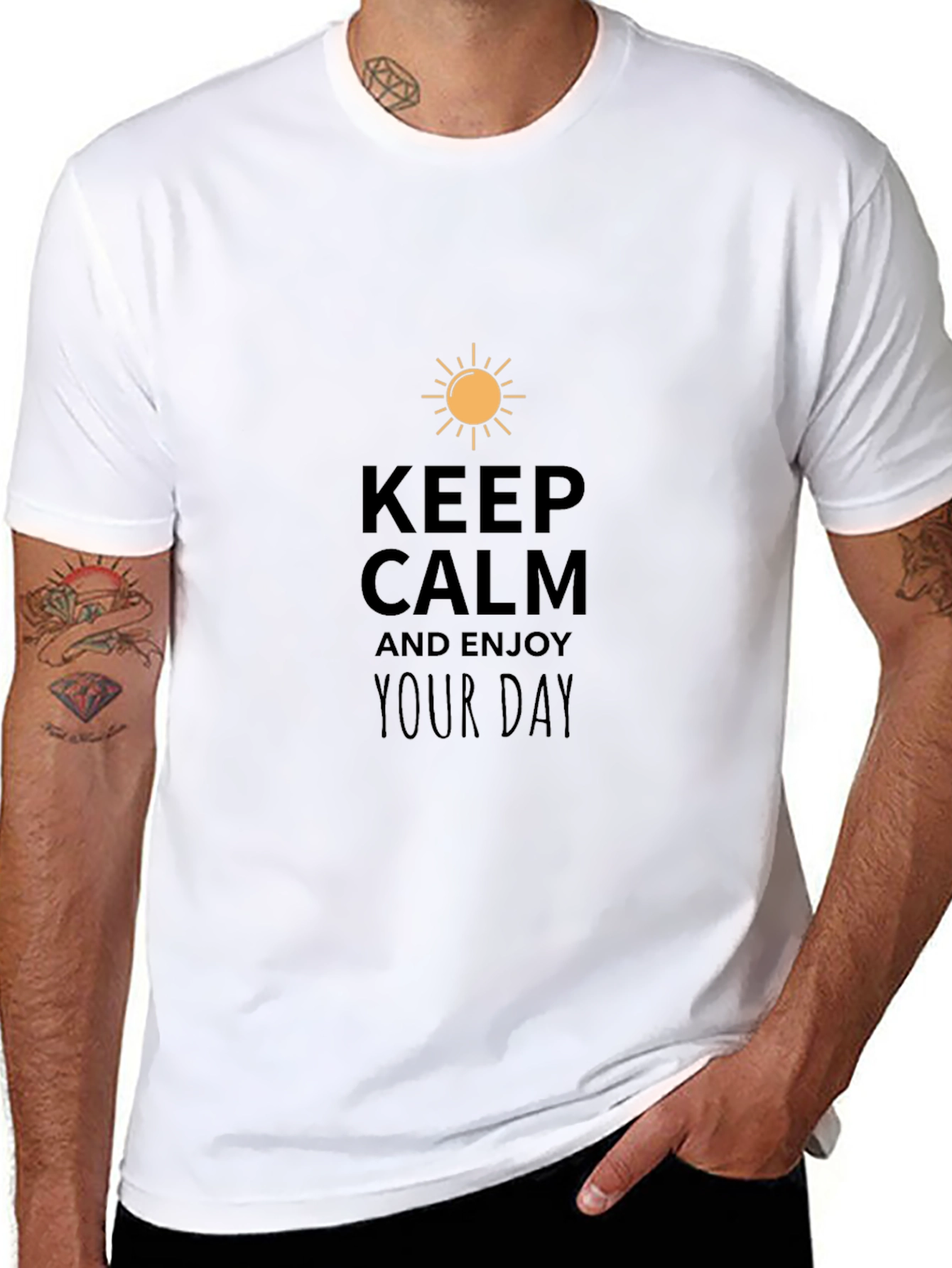 Keep Calm Enjoy Day Black Graphic Tee