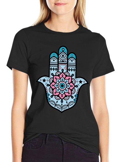 Hamsa Hand Graphic Tee - Stylish Black T-Shirt