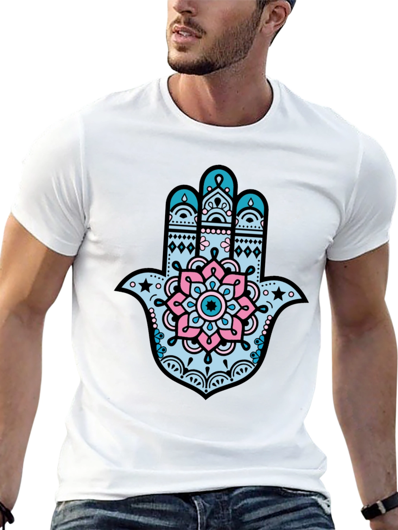 Hamsa Hand Graphic Tee - Stylish Black T-Shirt