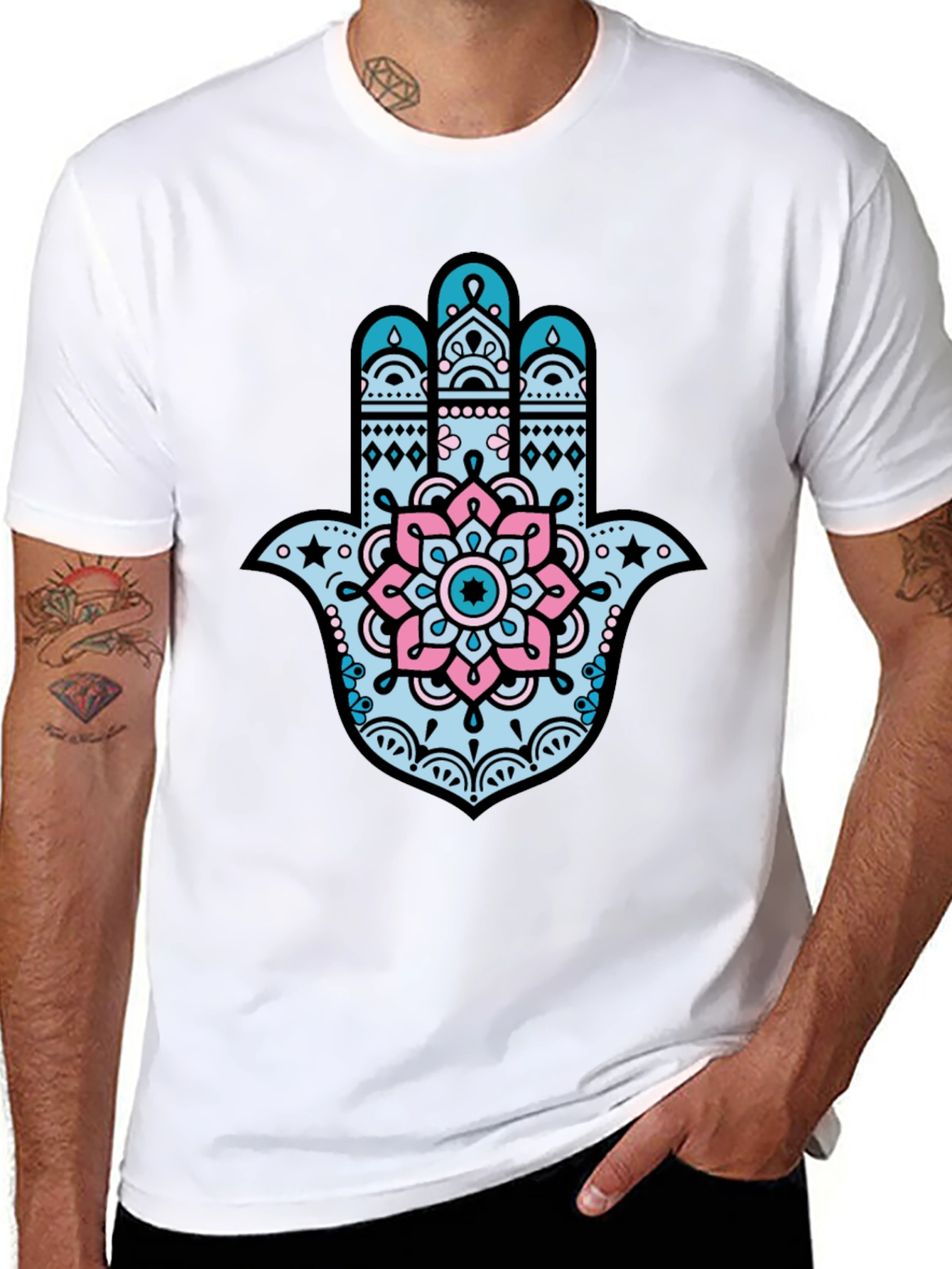 Hamsa Hand Graphic Tee - Stylish Black T-Shirt