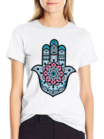 Hamsa Hand Graphic Tee - Stylish Black T-Shirt