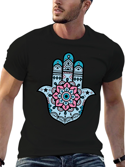 Hamsa Hand Graphic Tee - Stylish Black T-Shirt