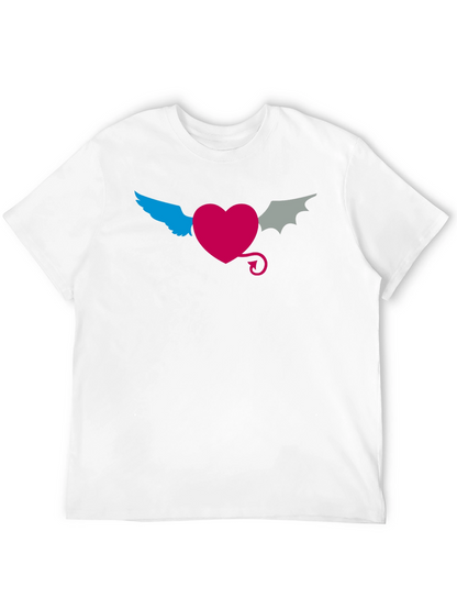 Angel Devil Heart Tee - Black Cotton T-Shirt