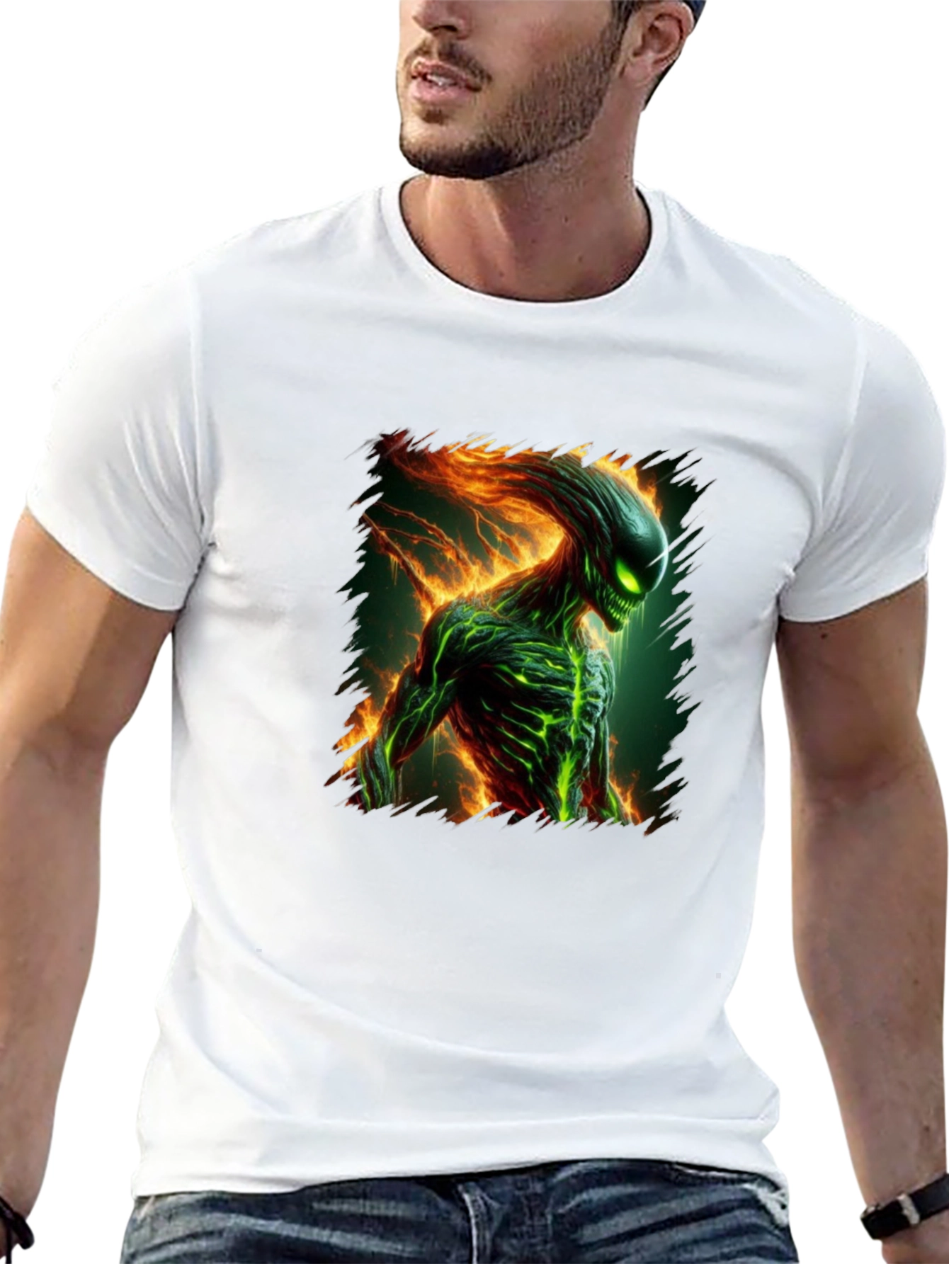 Alien Creature Graphic Tee - Mens Black T-Shirt