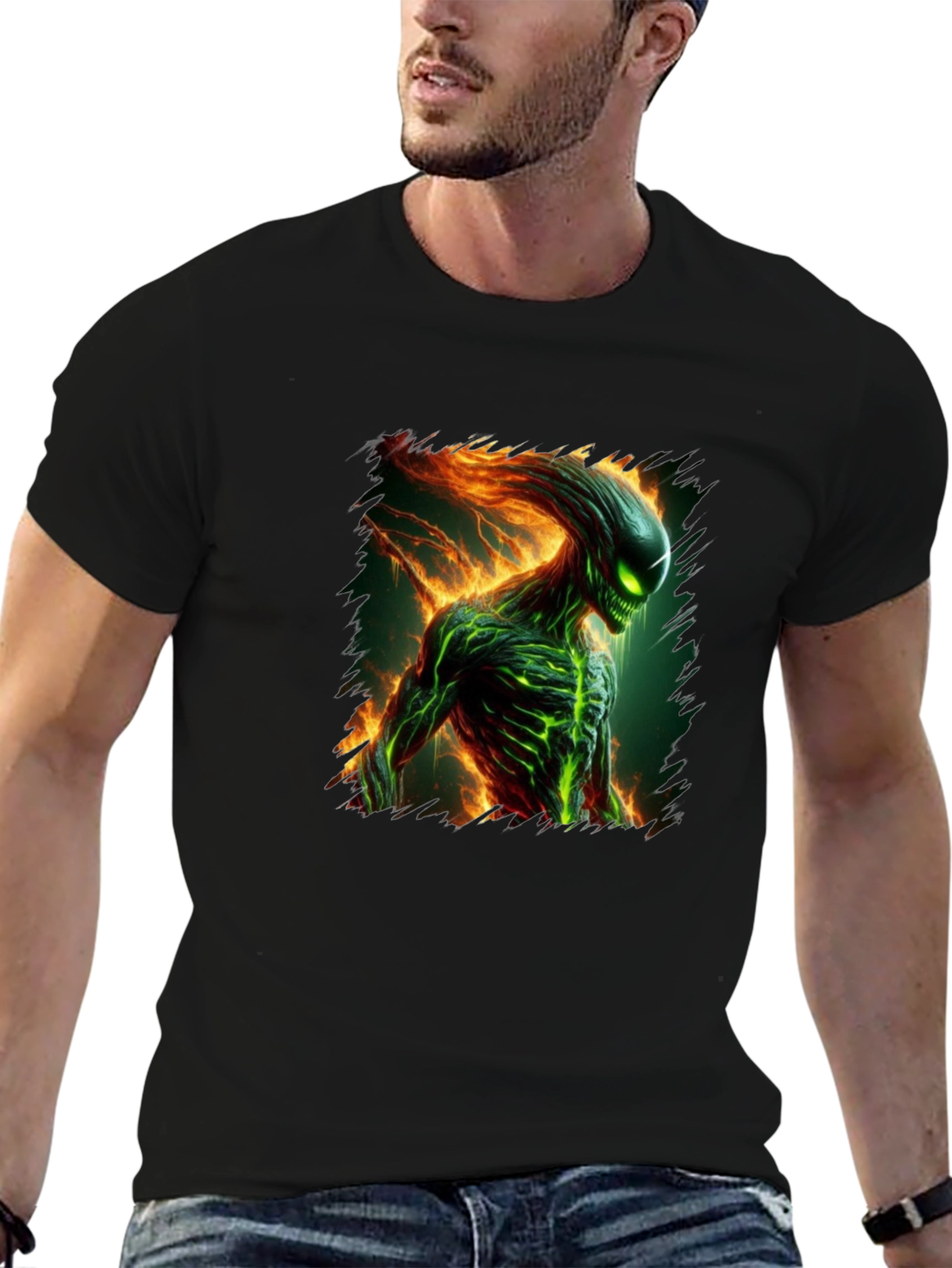 Alien Creature Graphic Tee - Mens Black T-Shirt