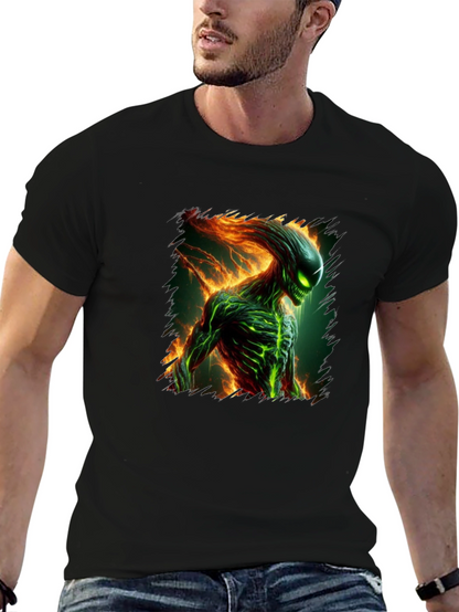 Alien Creature Graphic Tee - Mens Black T-Shirt