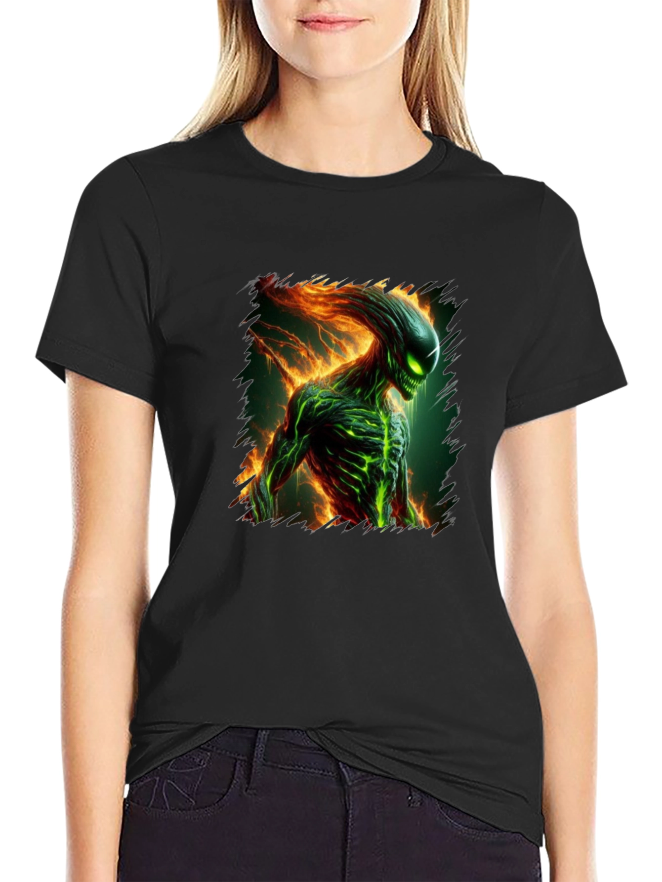 Alien Creature Graphic Tee - Mens Black T-Shirt