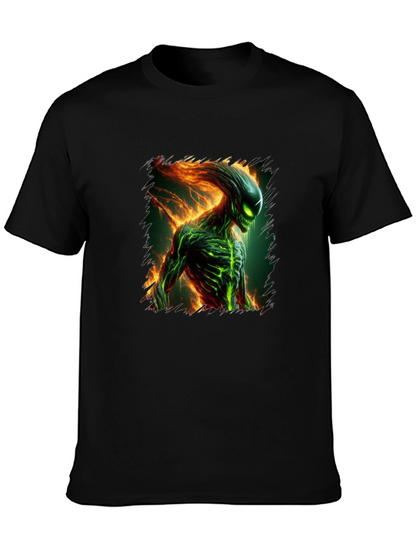 Alien Creature Graphic Tee - Mens Black T-Shirt