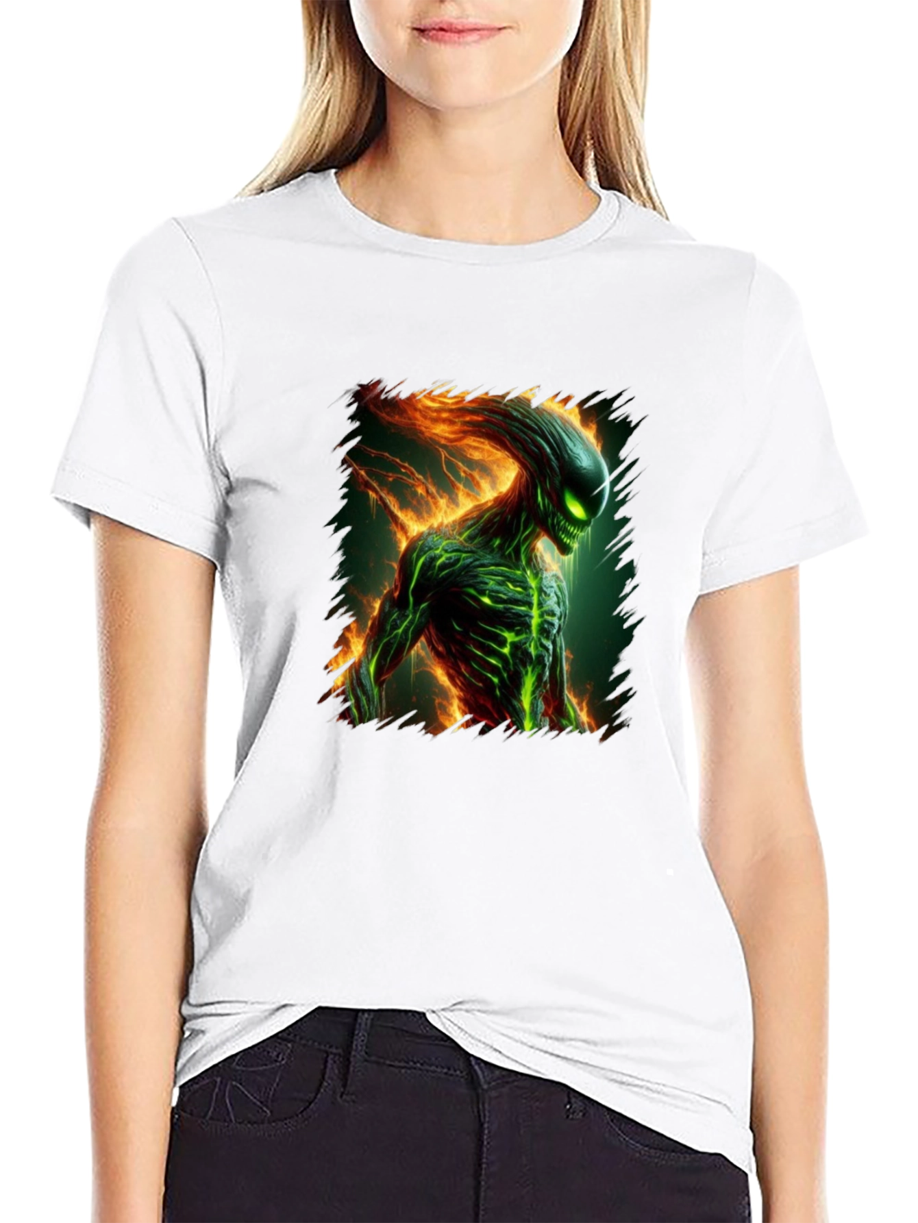 Alien Creature Graphic Tee - Mens Black T-Shirt