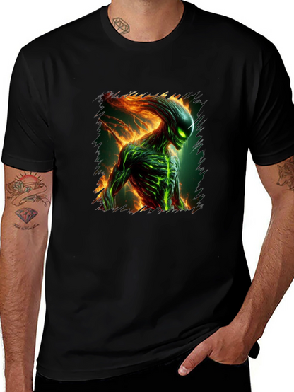 Alien Creature Graphic Tee - Mens Black T-Shirt