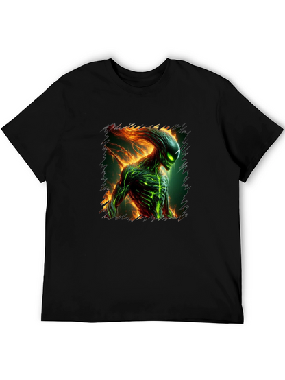 Alien Creature Graphic Tee - Mens Black T-Shirt
