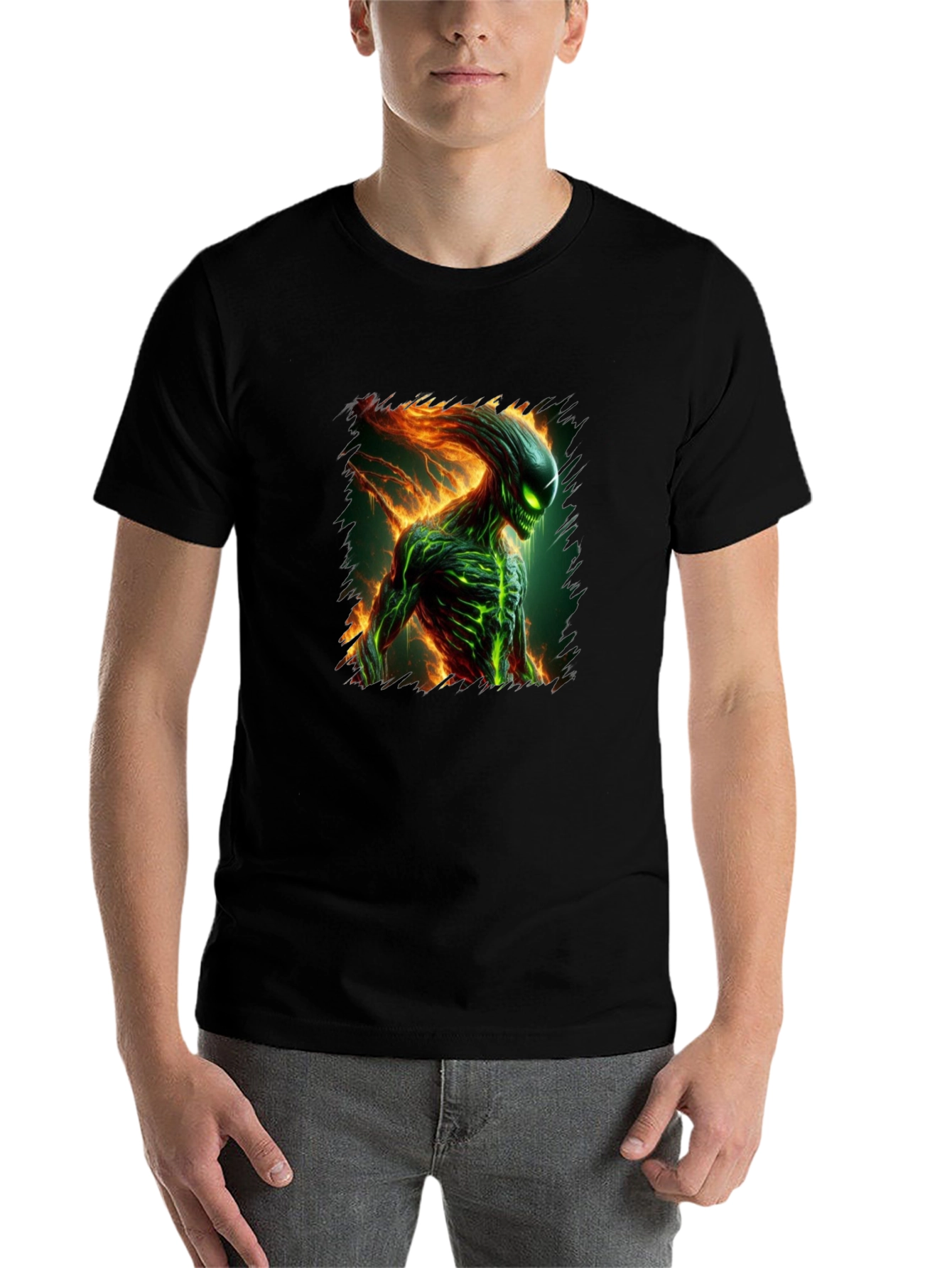 Alien Creature Graphic Tee - Mens Black T-Shirt