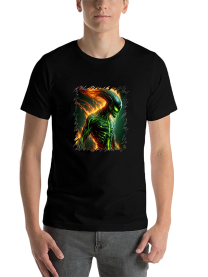 Alien Creature Graphic Tee - Mens Black T-Shirt