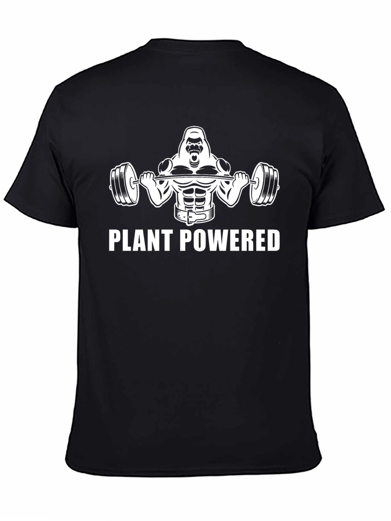 Plant Powered Gorilla Black T-Shirt Gym Vegan