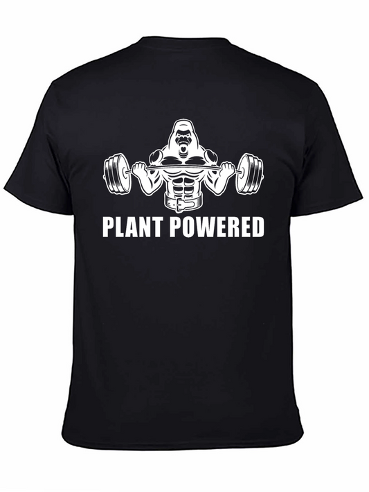 Plant Powered Gorilla Black T-Shirt Gym Vegan