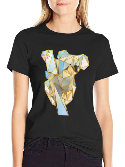 Geometric Koala Graphic Tee - Stylish Black T-Shirt