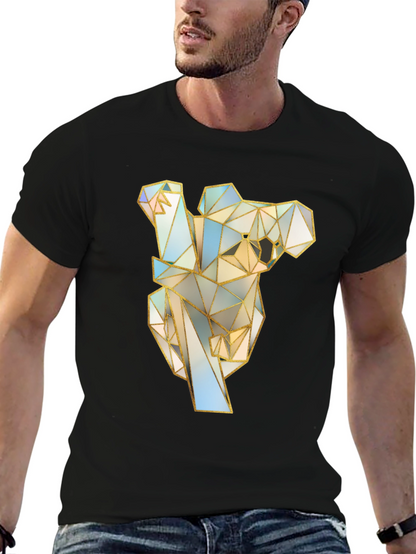 Geometric Koala Graphic Tee - Stylish Black T-Shirt