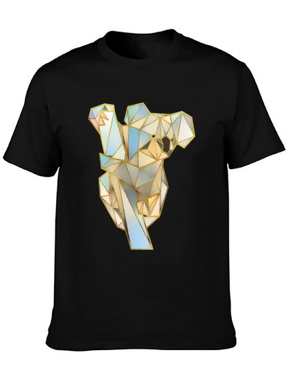 Geometric Koala Graphic Tee - Stylish Black T-Shirt