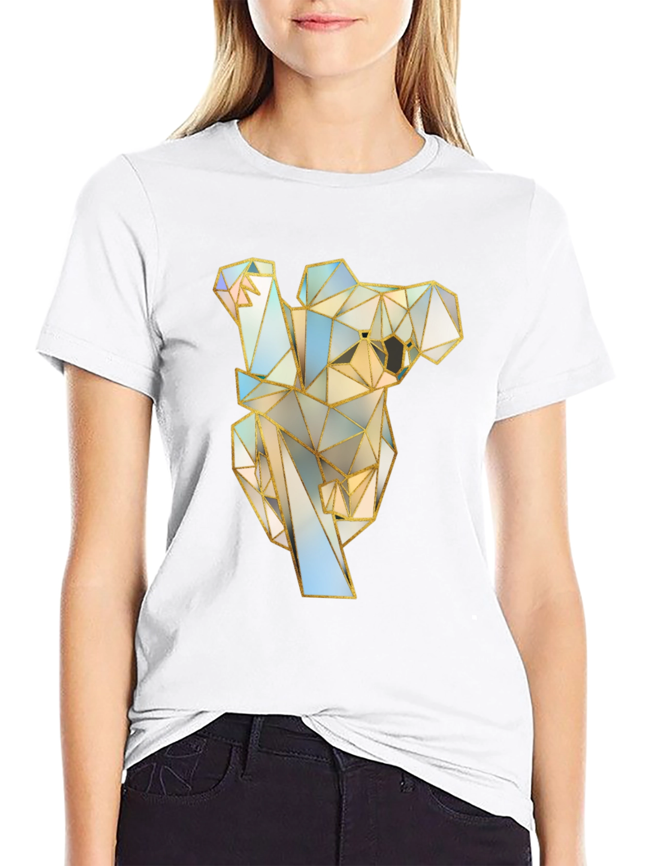Geometric Koala Graphic Tee - Stylish Black T-Shirt