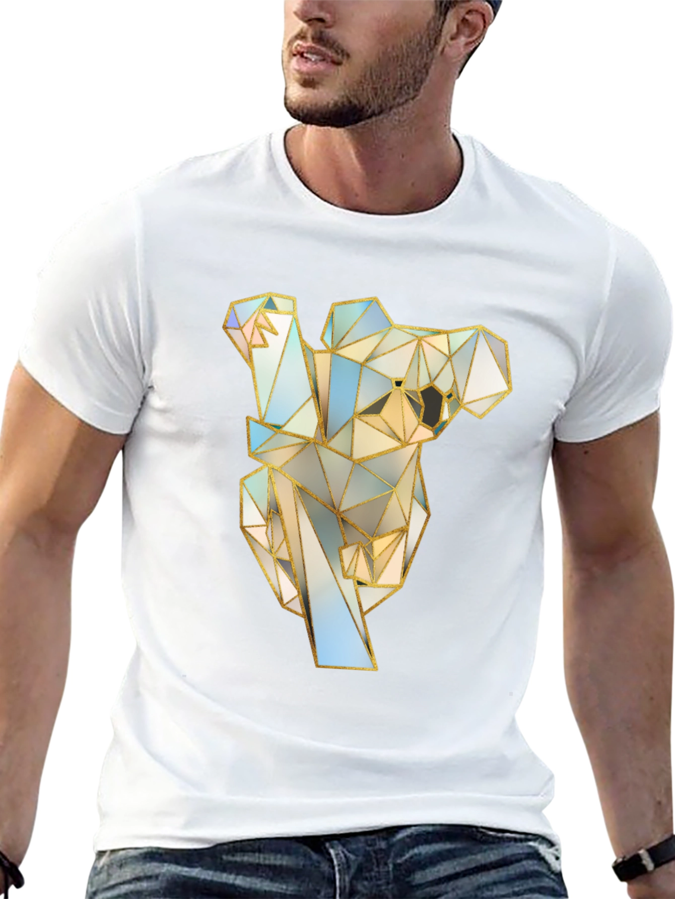 Geometric Koala Graphic Tee - Stylish Black T-Shirt