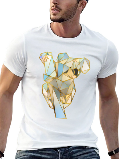 Geometric Koala Graphic Tee - Stylish Black T-Shirt