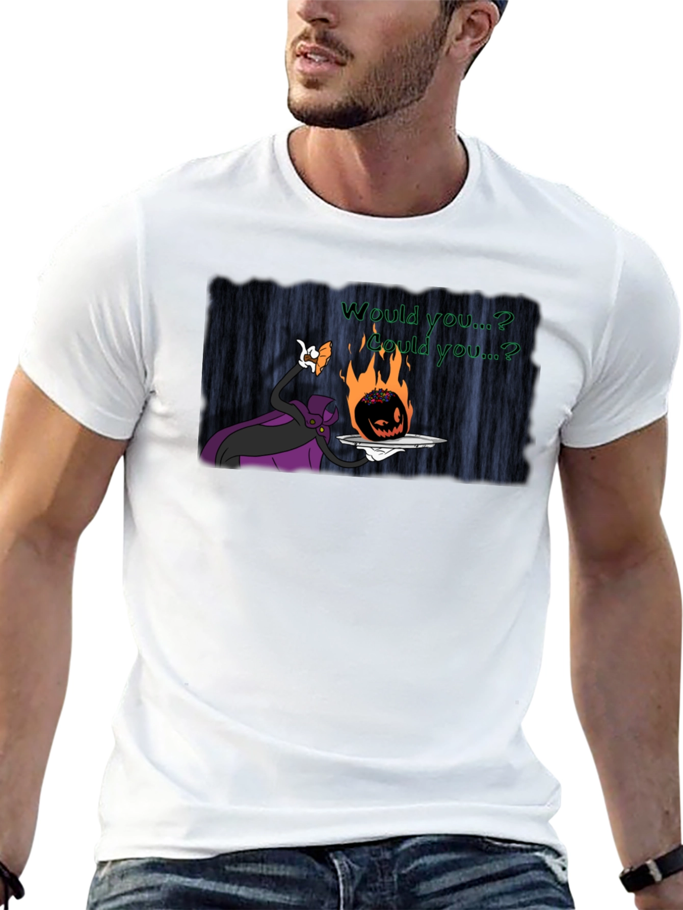 Fiery Pumpkin Head Graphic T-Shirt - Halloween Style