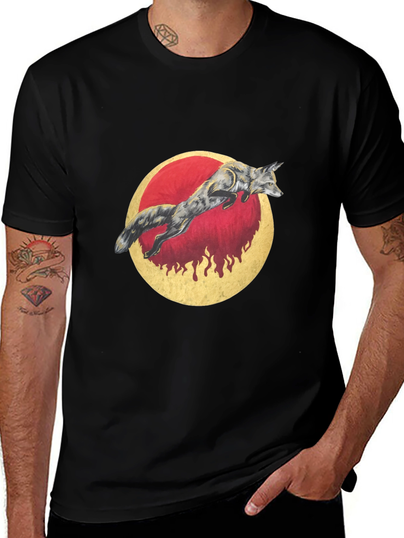Fox & Moon Graphic Tee - Unisex Black Shirt