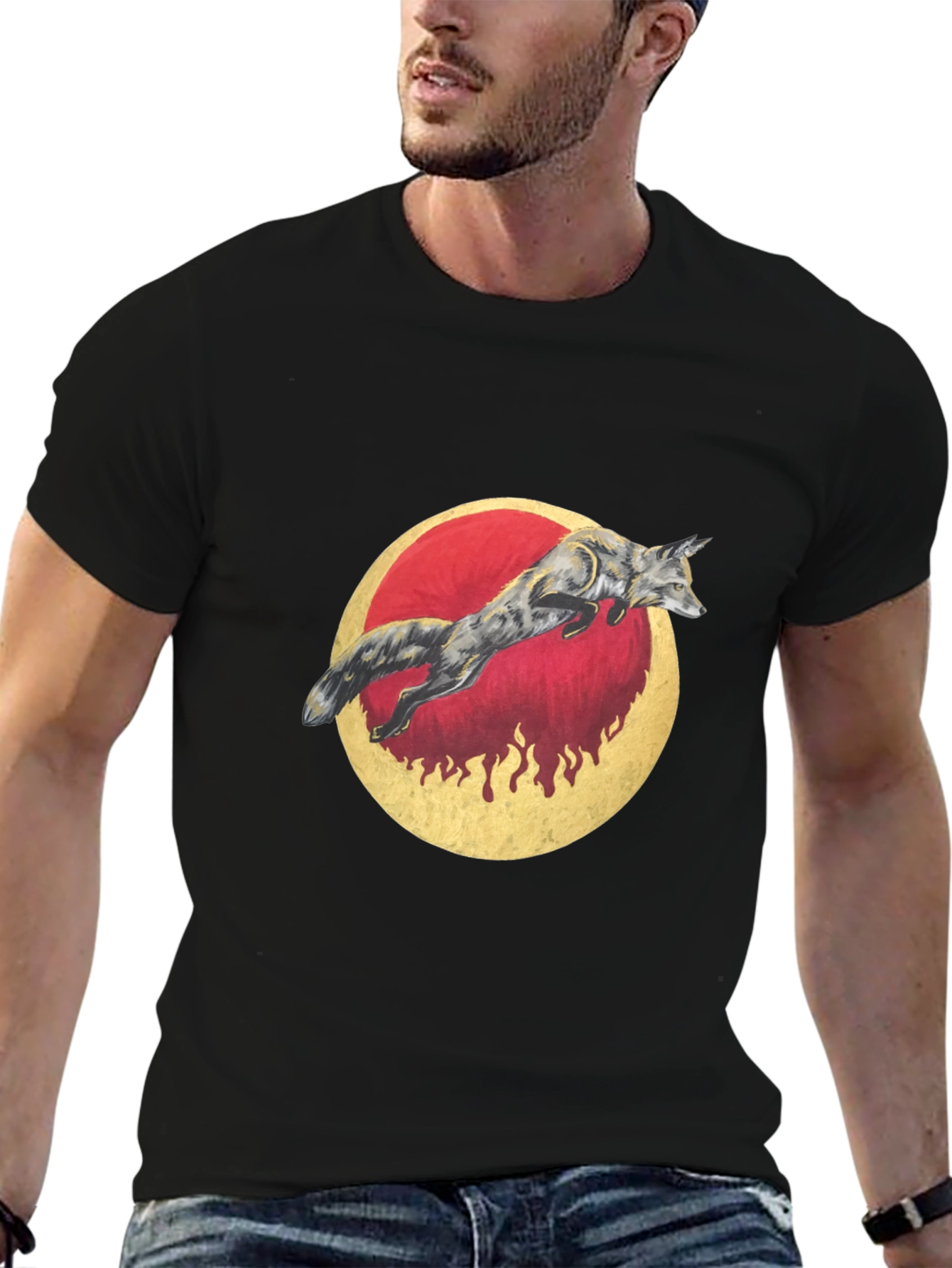 Fox & Moon Graphic Tee - Unisex Black Shirt