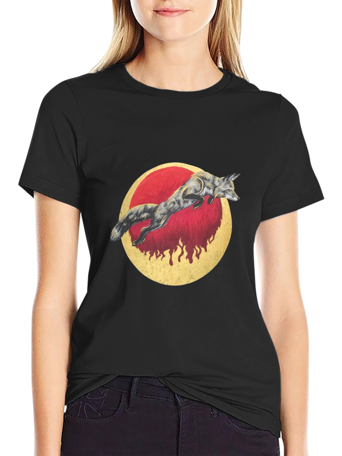 Fox & Moon Graphic Tee - Unisex Black Shirt