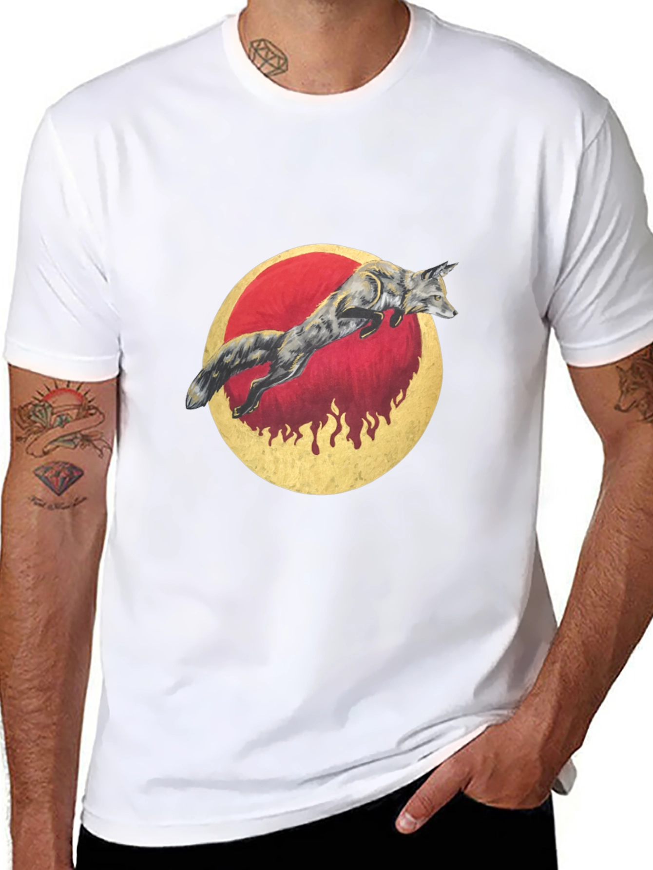 Fox & Moon Graphic Tee - Unisex Black Shirt