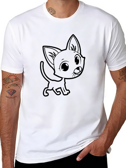 Cute Cartoon Cat Graphic Tee - Unisex Black T-Shirt