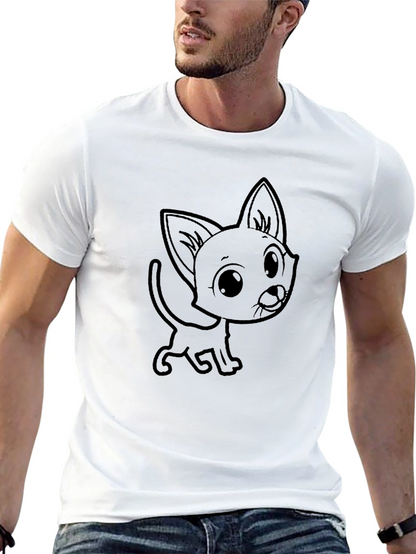Cute Cartoon Cat Graphic Tee - Unisex Black T-Shirt