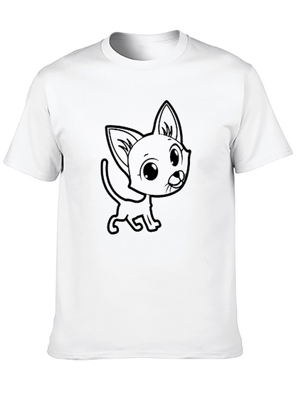 Cute Cartoon Cat Graphic Tee - Unisex Black T-Shirt